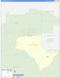 Los Alamos County, NM Wall Map Zip Code Basic Style 2024
